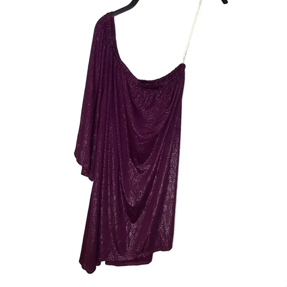Type‎ Z One Shoulder Flowy Glitter Women's Purple Blouse Size Large - Picture 2 of 3